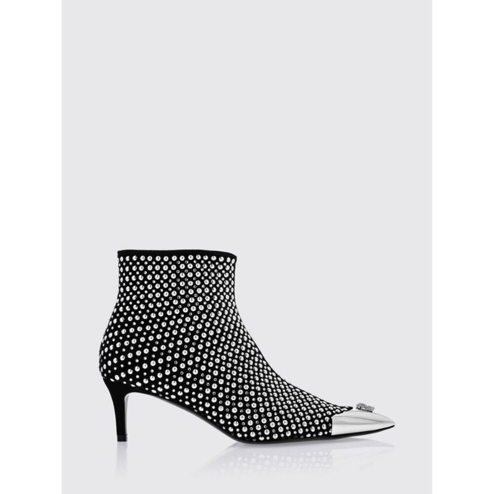 Rhinestone-Embellished Leather Ankle Boots Philipp Plein With Stiletto Heel